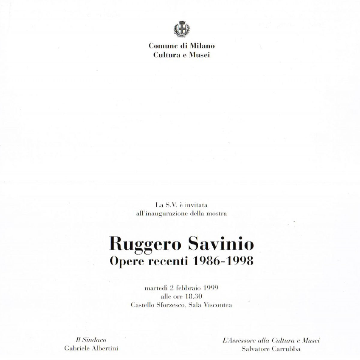 Sala Viscontea, Ruggero Savinio, carolina nisivoccia